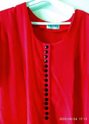 Красное длинное платье рубашка на пуговицах от бренда vilona7 фото
