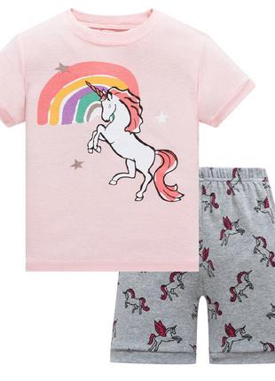 Пижама для девочки, розовая. радуга.