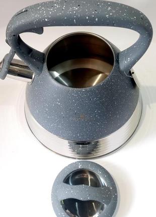 Чайник із свистком edenberg eb-8827-grey 3 л сірий2 фото
