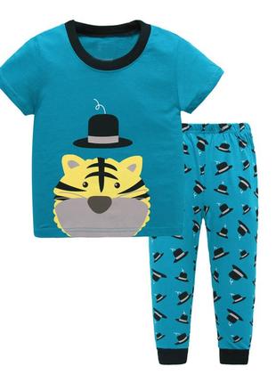 Пижама для мальчика, бирюза. тигр