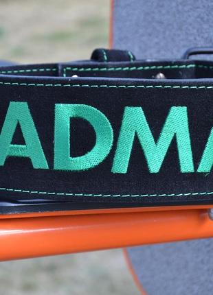 Пояс для важкої атлетики madmax mfb-301 suede single prong шкіряний black/green m9 фото