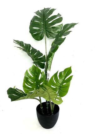 Монстера искусственная в горшке. комнатное растение высотой 100 см, размах листьев: 60 см