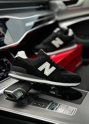 Мужские кроссовки new balance 574 black white gray reflective