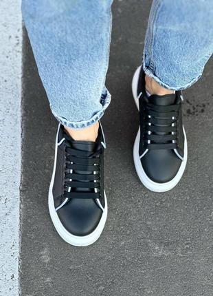 Кросівки жіночі чорні демісезонні черевики біла підошва4 фото