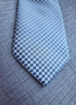 Шовкова красива сіра блакитна оригінальна брендова краватка в горох горошок з відливом coes5 фото
