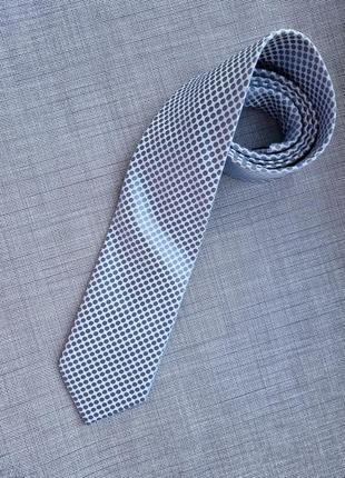 Шовкова красива сіра блакитна оригінальна брендова краватка в горох горошок з відливом coes4 фото