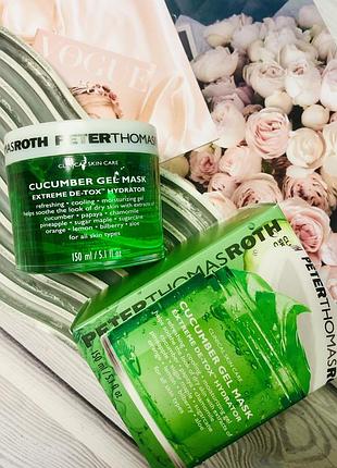 💚 зволожуюча гелева маска для обличчя та шкіри навколо очей peter thomas roth cucumber de-tox gel mask