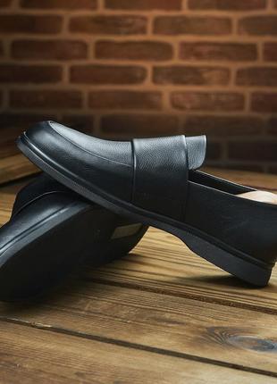 Стильные мужские лоферы edge, классические туфли, мокасины натуральная кожа черные8 фото