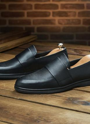 Стильные мужские лоферы edge, классические туфли, мокасины натуральная кожа черные5 фото