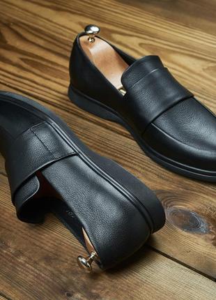 Стильные мужские лоферы edge, классические туфли, мокасины натуральная кожа черные9 фото