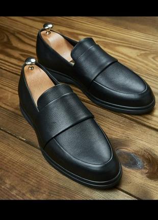 Стильные мужские лоферы edge, классические туфли, мокасины натуральная кожа черные2 фото