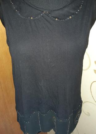 Чорний легкий топ комірець р44