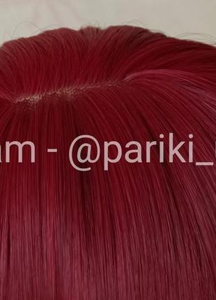 Длинный красный парик, прямая, с чёлкой, термостойкая, новая, парик4 фото