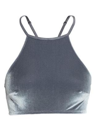 Вельветовий/велюровий/оксамитовий кроп топ, бралетт халтер h&m s