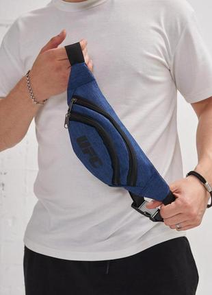 Сумка через плечо на пояс ufc синяя бананка текстильная юфс сумка на пояс спортивная повседневная3 фото