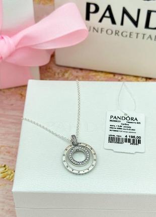 Серебряная колье ожерелье подвеска цепочка серебро пандора pandora silver s925 ale с биркой и пломбой 925 проба новое из паве и шариками