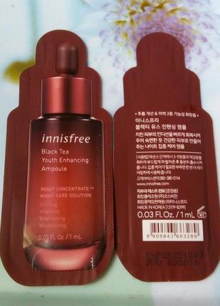 Innisfree black tea youth enhancing ampoule 1ml ампула с черным чаем1 фото