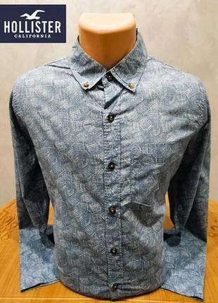 Удобная хлопковая рубашка в принт популярного бренда из сша hollister1 фото