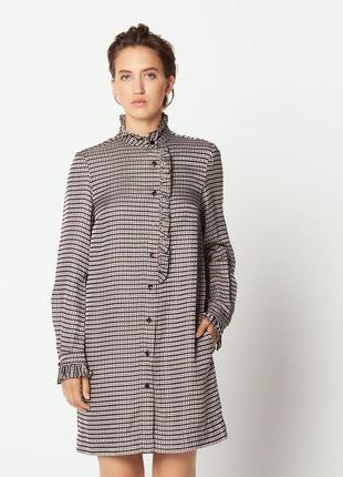 Sandro-бомбезное платье рубашка в клетку! р.-38