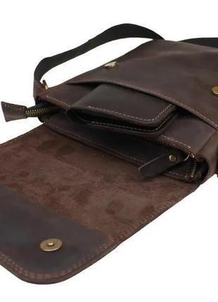 Сумка чоловіча шкіряна сумка на плечі коричневого кольору3 фото