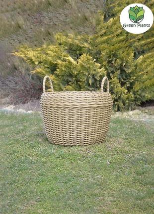 Корзина для дров плетеная (дровница) из ротанга ручной работы. цвет светлое дерево. 20 литров