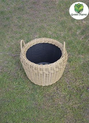 Корзина для дров плетеная (дровница) из ротанга ручной работы. цвет светлое дерево. 20 литров