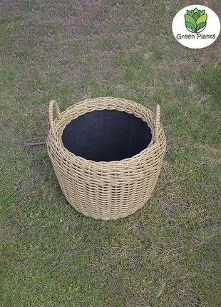 Корзина для дров плетеная (дровница) из ротанга ручной работы. цвет светлое дерево. 20 литров