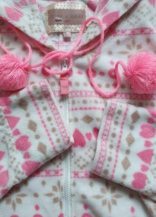 Тепленнькое флисовое нежненькое киругуми пижамка с сердечками3 фото