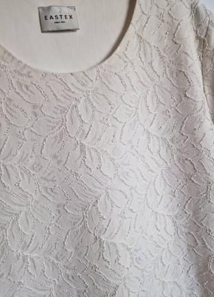 Нарядная женская белая блузка eastex с фактурным узором короткий рукав4 фото