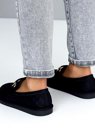 Женские мокасины кожаные с фурнитурой в бежевом и черном цвете 💋