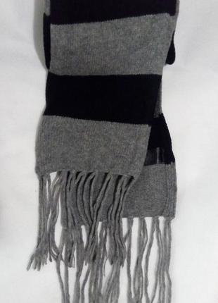 Длинный шерстяной шарф в полоску2 фото