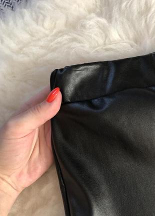 Лосины брюки штаны леггинсы кожа кожаные утеплены утеплённые  эко высокая посадка2 фото