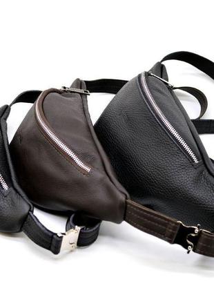 Поясная кожаная сумка средняя с фастексом, коричневая кожа tarwa fc-3005-4lx10 фото