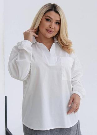 Белая блуза коттон размеры 48-661 фото