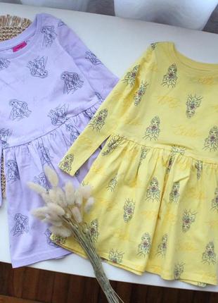 Комплект хлопковых платьев с принцессами disney 1.5-2 года