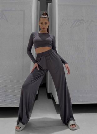Костюм (кроп топ+штани)8 фото