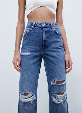 Широкие джинсы с дырками 40 l1 фото