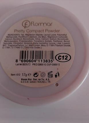 Компактная пудра для лица с шимером 17 грамм flormar pretty compact powder3 фото