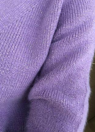 Теплый мягкий ангоровый свитер как кашемир, не кашлатится, лиловый свитер оверсайз на осень зиму,