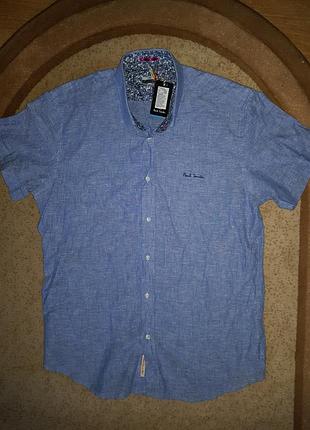 Стильна легка хэбэшная з коротким рукавом сорочка 46-48р-ра