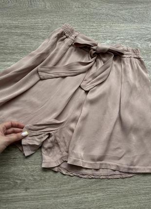 Стильные легкие пудровые розовые шорты юбка высокая посадка из вискозы shein9 фото