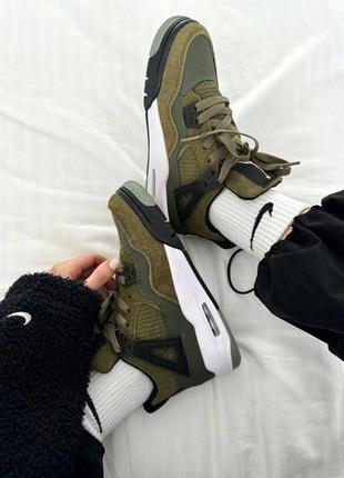 Женские кроссовки хаки в стиле nike air jordan 4 retro «&nbsp;craft olive&nbsp;» premium4 фото