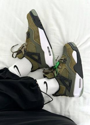 Женские кроссовки хаки в стиле nike air jordan 4 retro «&nbsp;craft olive&nbsp;» premium5 фото