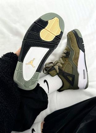 Женские кроссовки хаки в стиле nike air jordan 4 retro «&nbsp;craft olive&nbsp;» premium3 фото