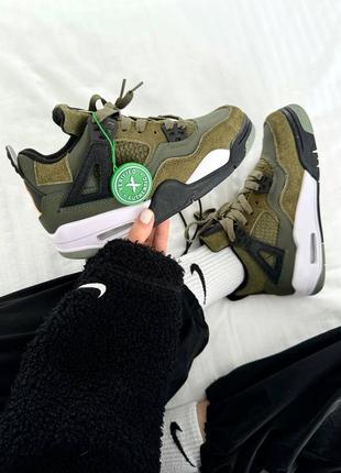 Женские кроссовки хаки в стиле nike air jordan 4 retro «&nbsp;craft olive&nbsp;» premium1 фото