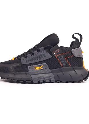 Reebok zig kinetica edge чорні з помаранчевим кросівки чоловічі рібок весняні осінні демісезонні демісезон топ якість водонепроникні
