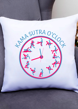 Подушка декоративная с оригинальным принтом "kama sutra o'clock. камасутра в часах" push it