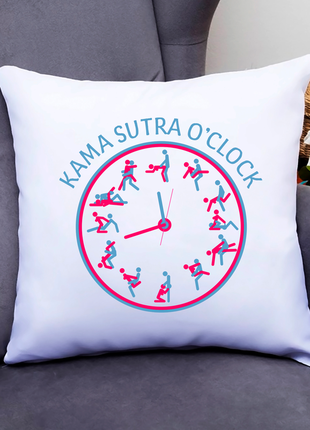 Подушка декоративная с оригинальным принтом "kama sutra o'clock. камасутра в часах" push it1 фото