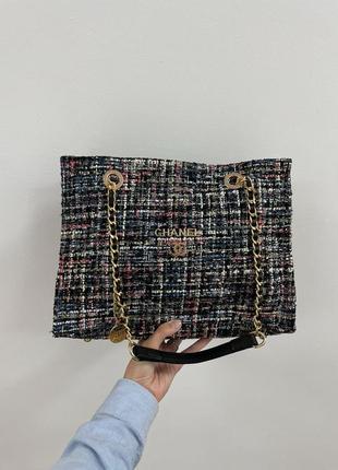 👜 сумка chanel текстильна твідовий шоппер