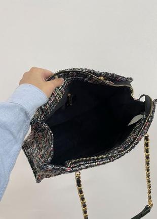 👜 сумка chanel текстильная твидовый шоппер10 фото
